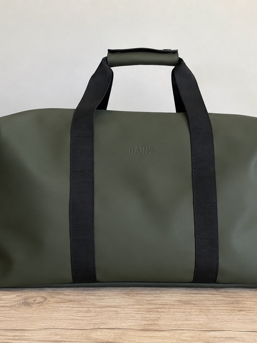 Rains Olive Green Duffel with Black Straps